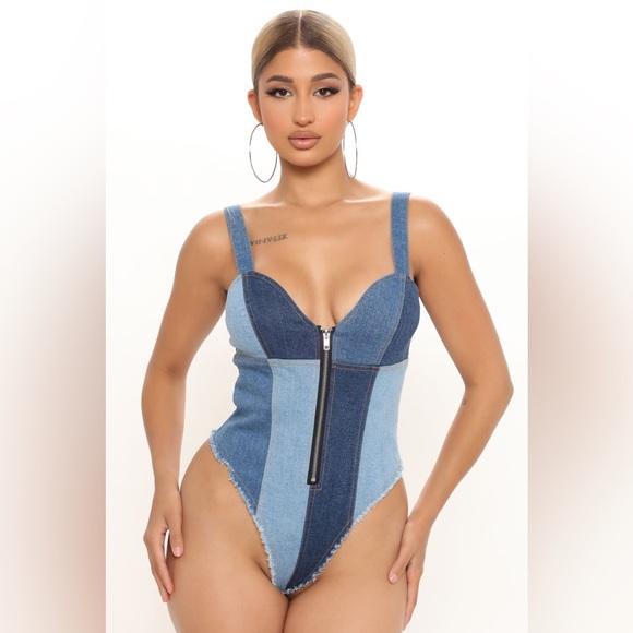 FASHION NOVA DENIM BODYSUIT - NWT ✨ - Picture 8 of 8